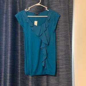 Ruffle Front Cap Sleeve Blouse